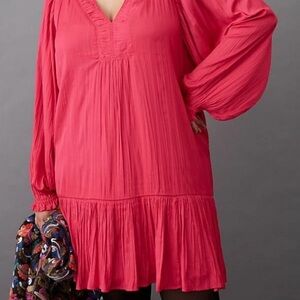 Anthropologie sabia flounced V-Neck Long Sleeve Tiered Midi Dress size L